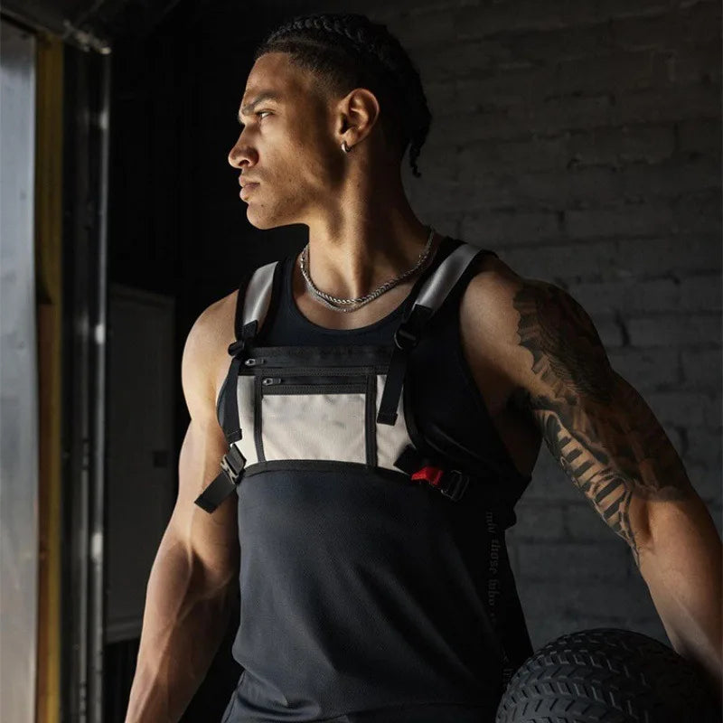 Jogging Sports Front Chest Bag Water-Resistant Multi-Purpose Tacitical Chest Bag Durable Fashion Streetwear Body Bag