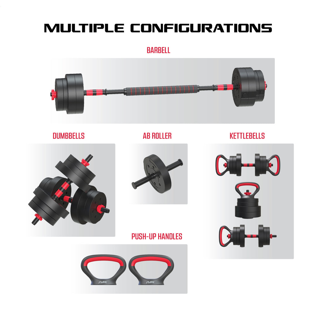 Smartbell Gym 5-In-1 Adjustable Dumbbell Set & Weight Set for Home Workouts, 45 Lbs