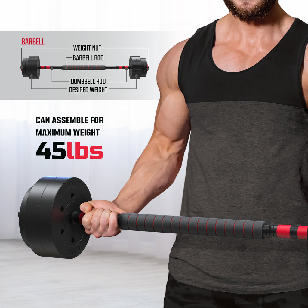 Smartbell Gym 5-In-1 Adjustable Dumbbell Set & Weight Set for Home Workouts, 45 Lbs